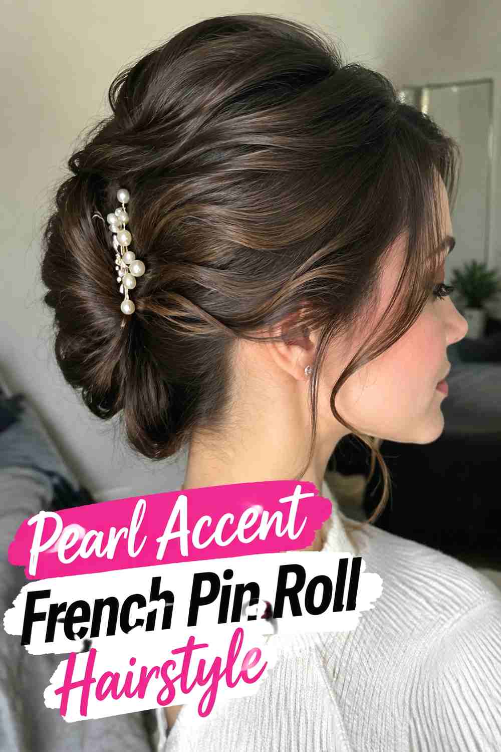 8. Pearl Accent French Pin Roll Hairstyle