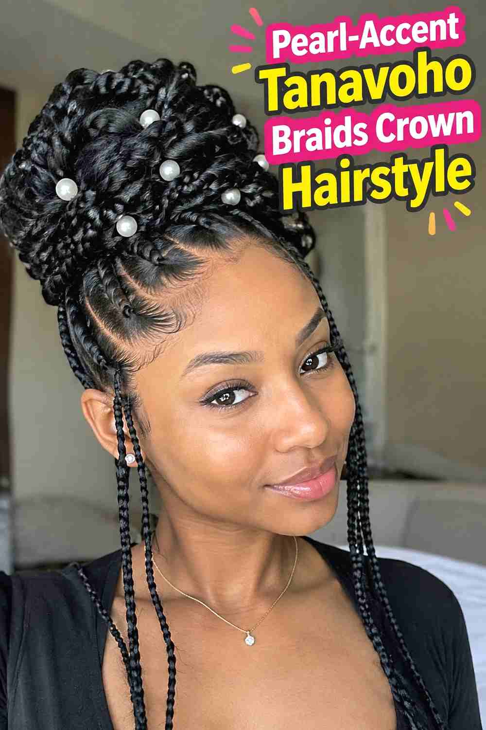 18. Pearl Accent Tanavoho Braids Crown Hairstyle