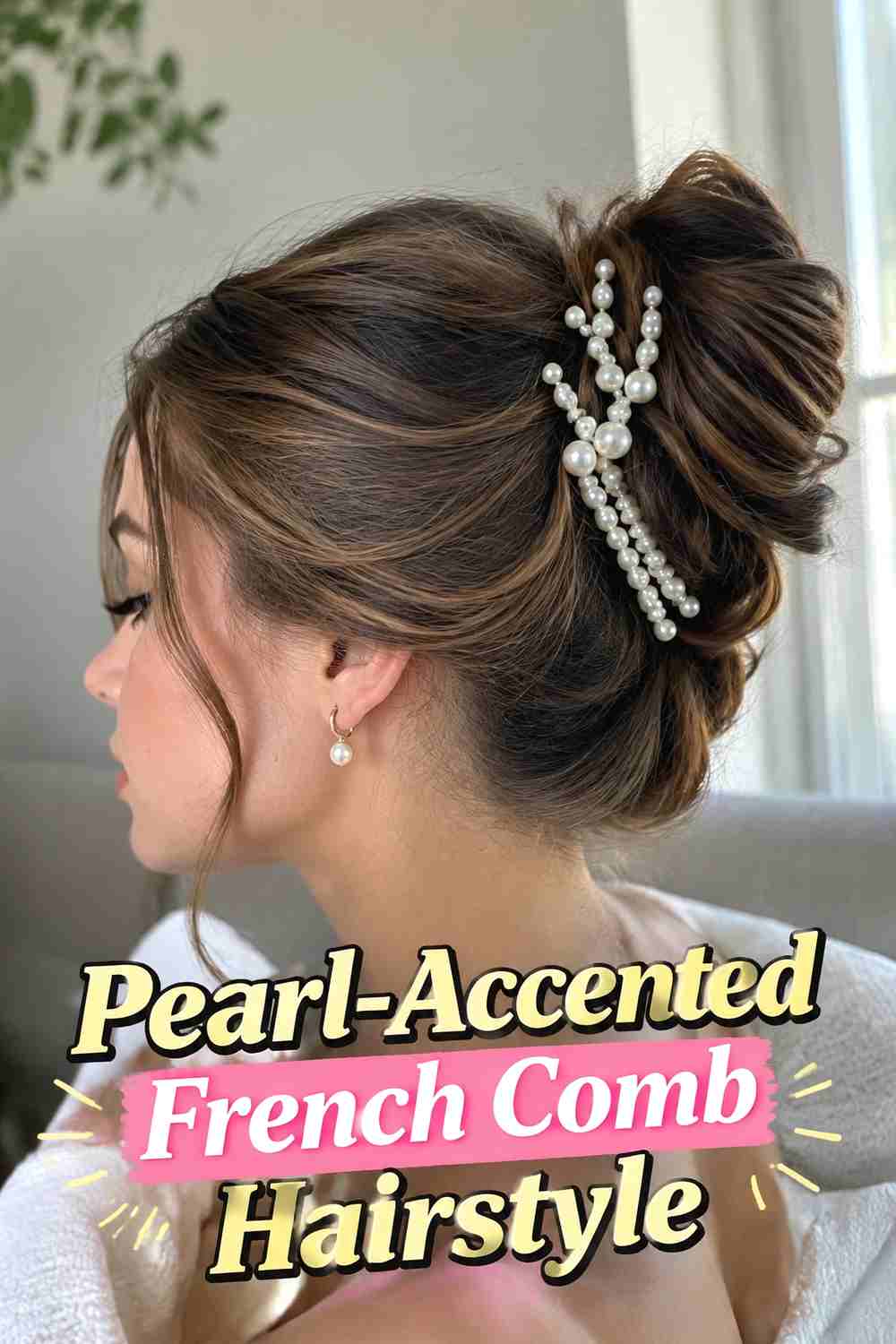 3. Pearl Accented French Comb Hairstyle