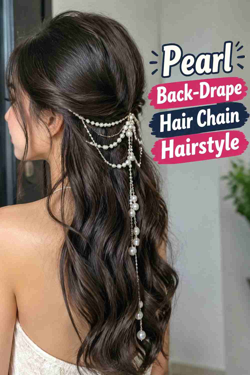 3. Pearl Back Drape Hair Chain Hairstyle