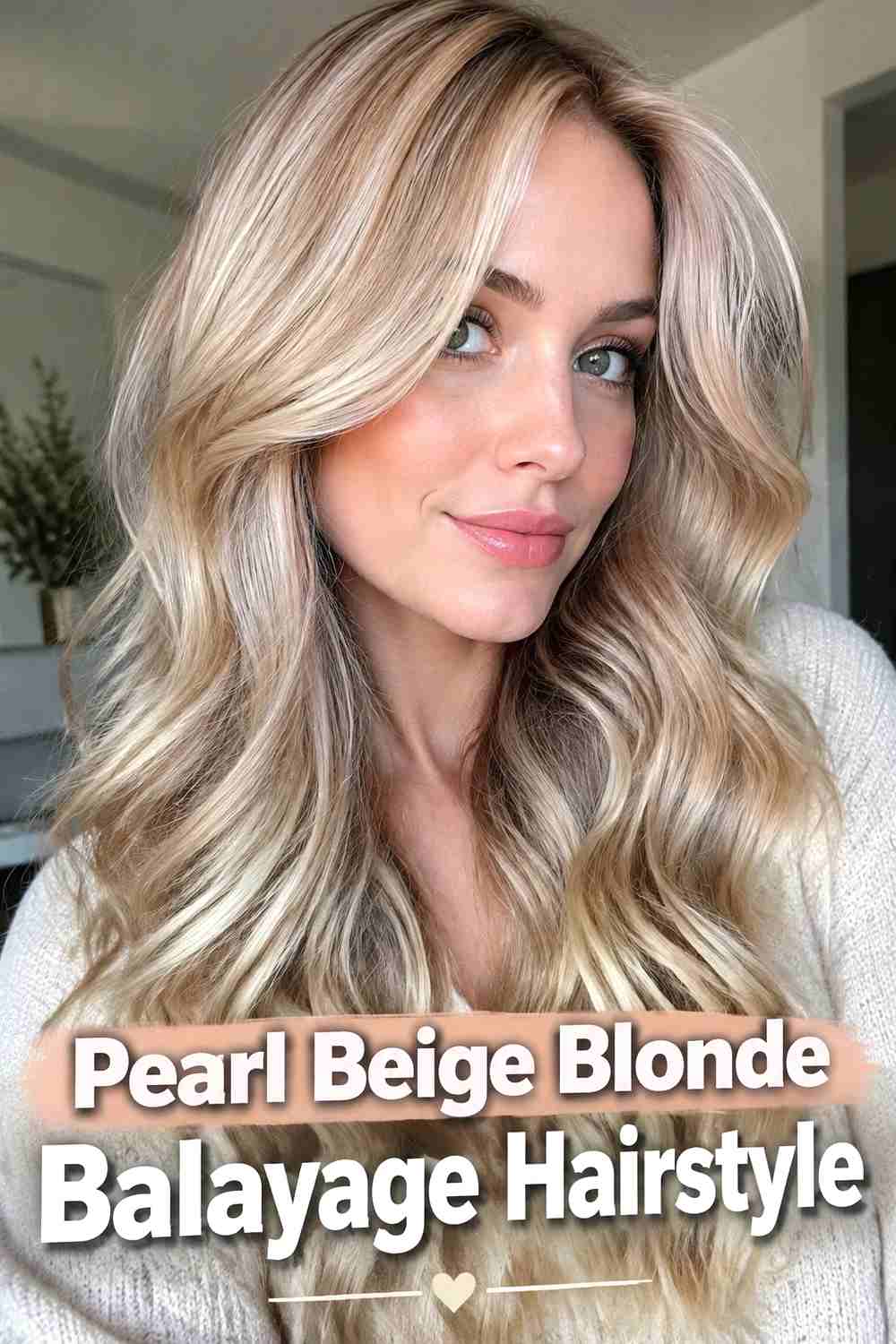 6. Pearl Beige Blonde Balayage Hairstyle