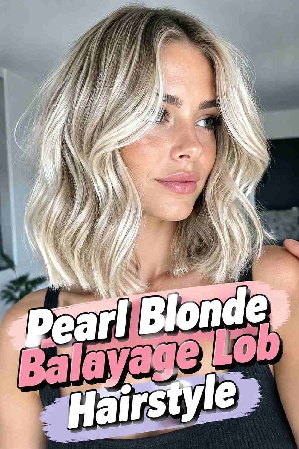 11. Pearl Blonde Balayage Lob Hairstyle