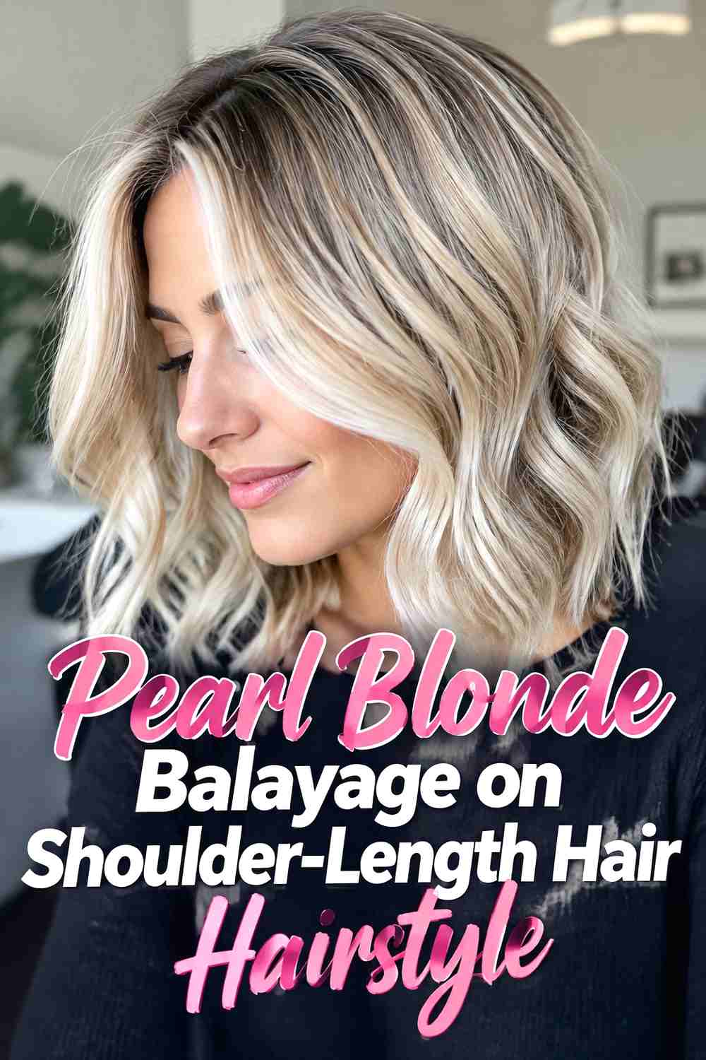 10. Pearl Blonde Balayage On Shoulder Length Hair Hairstyle