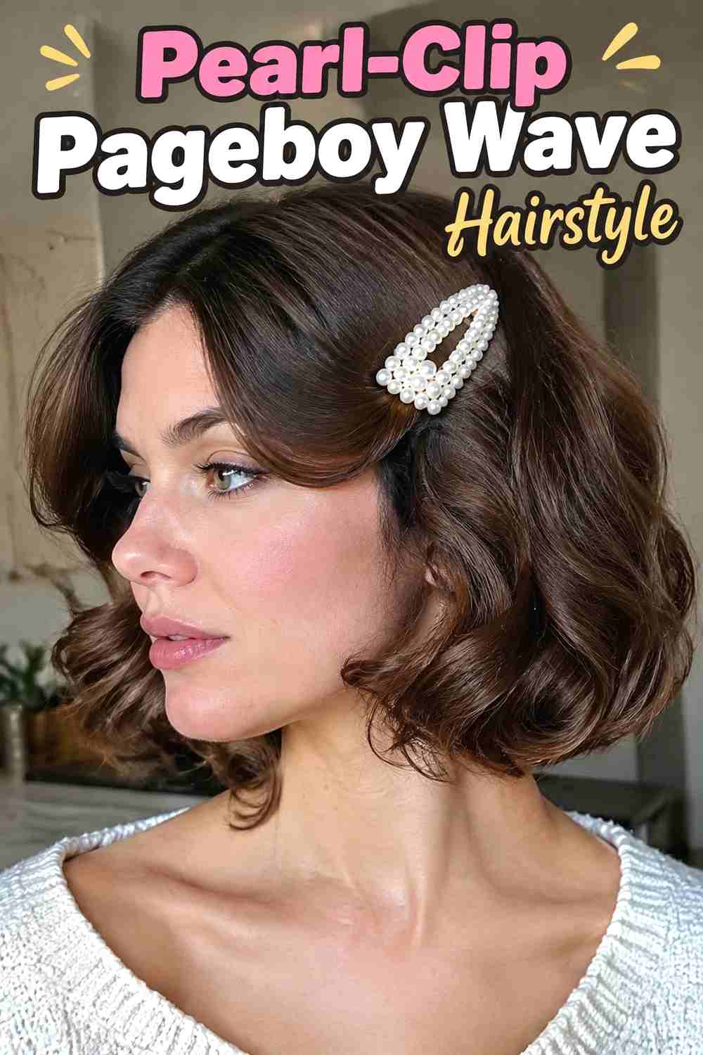 6. Pearl Clip Pageboy Wave Hairstyle
