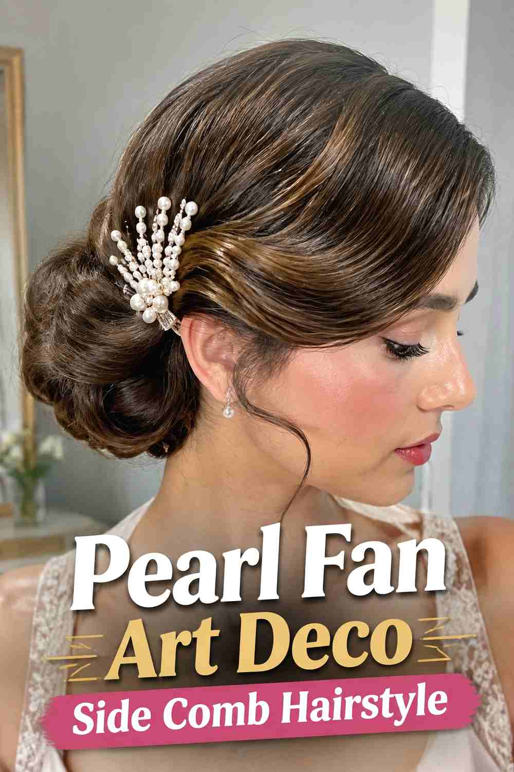 4. Pearl Fan Art Deco Side Comb Hairstyle