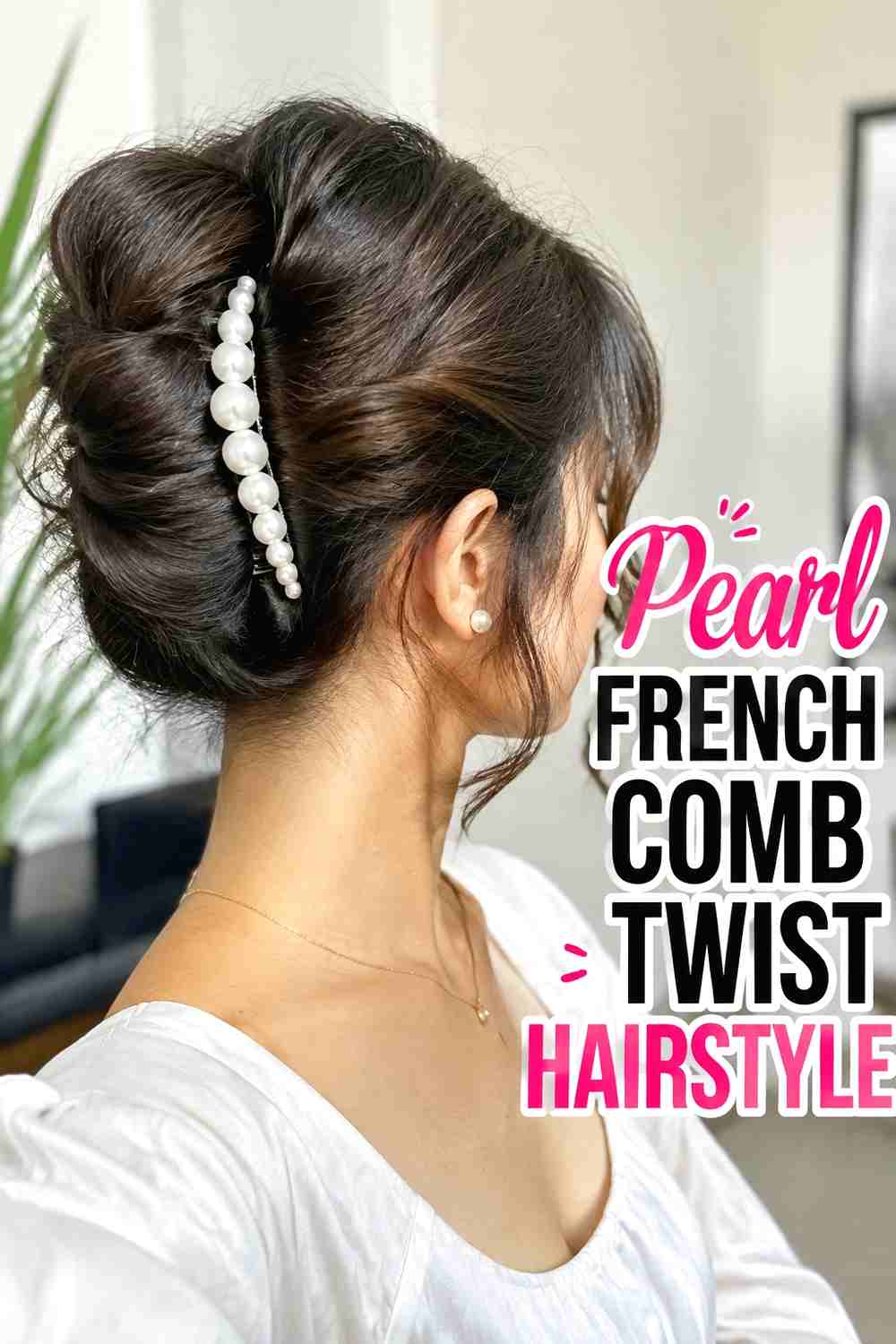 12. Pearl French Comb Twist Hairstyle