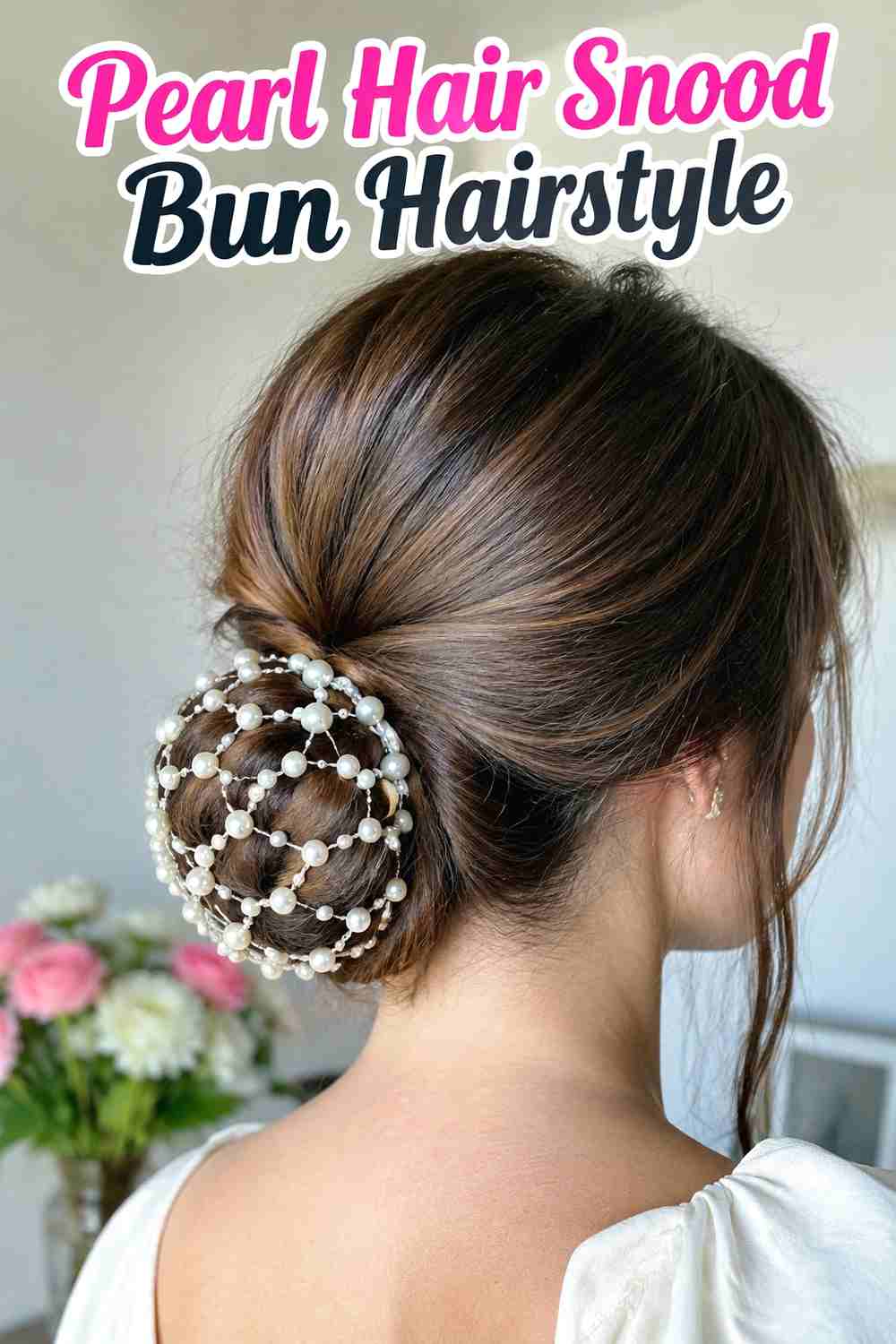 3. Pearl Hair Snood Bun Hairstyle