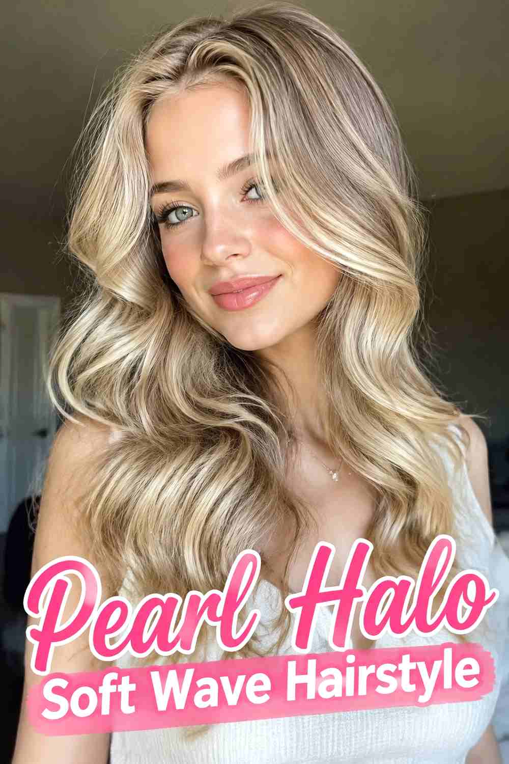 7. Pearl Halo Soft Wave Hairstyle