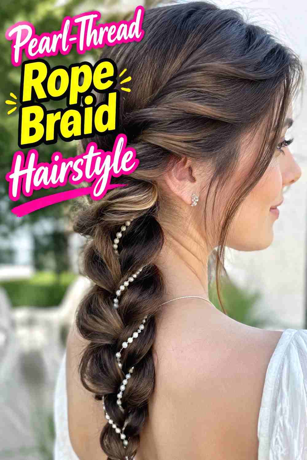 12. Pearl Thread Rope Braid Hairstyle
