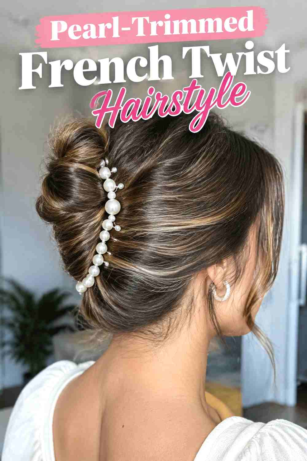 10. Pearl Trimmed French Twist Hairstyle