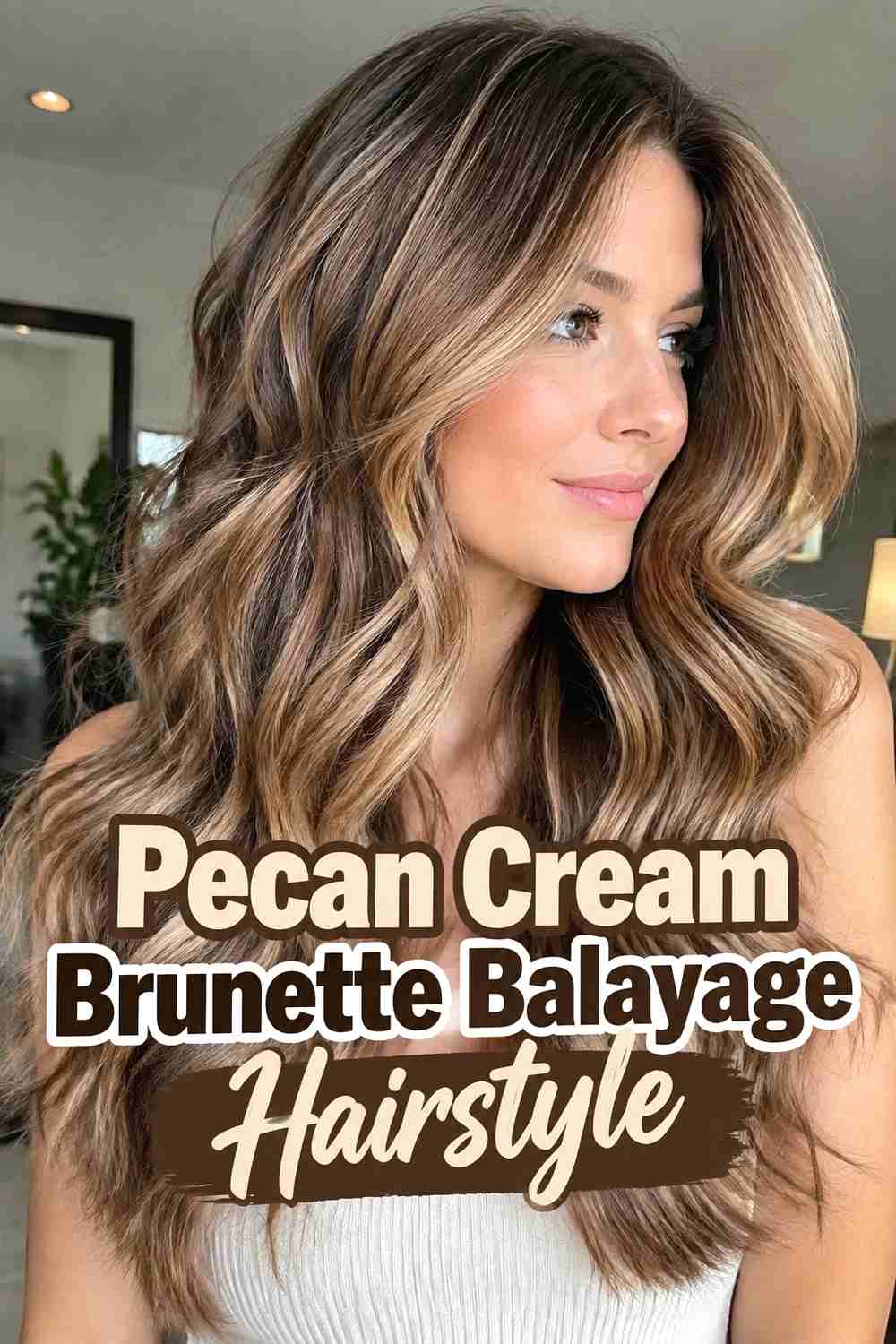 2. Pecan Cream Brunette Balayage Hairstyle