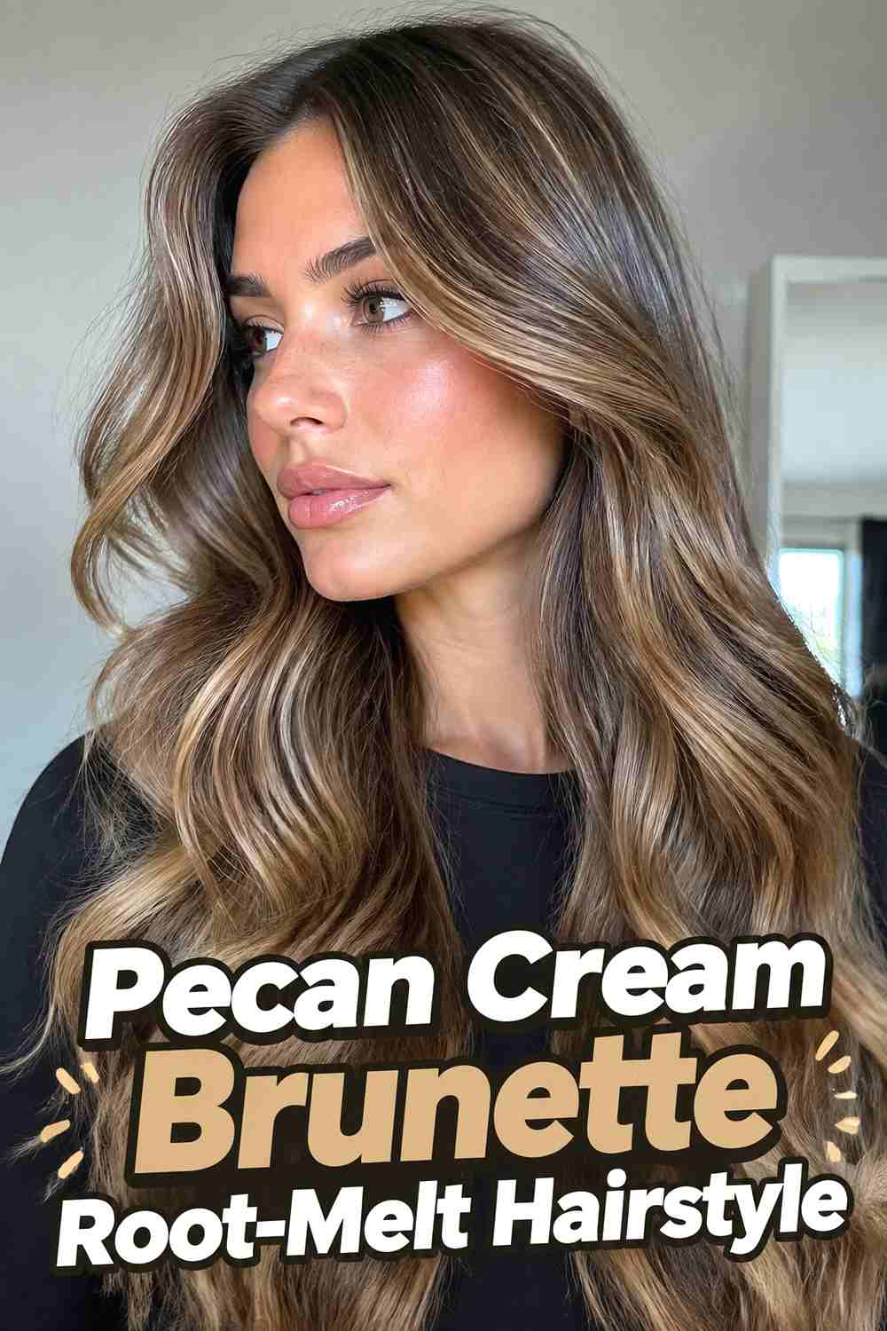 12. Pecan Cream Brunette Root Melt Hairstyle