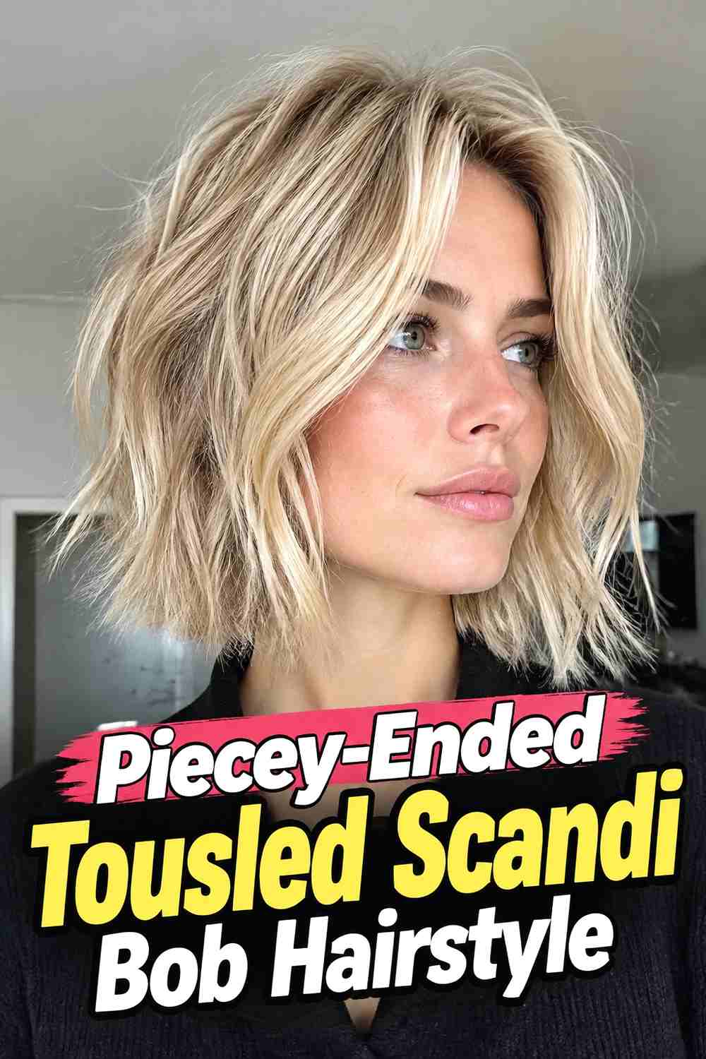 12. Piecey Ended Tousled Scandi Bob Hairstyle