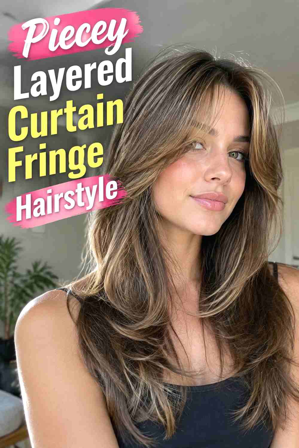 15. Piecey Layered Curtain Fringe Hairstyle