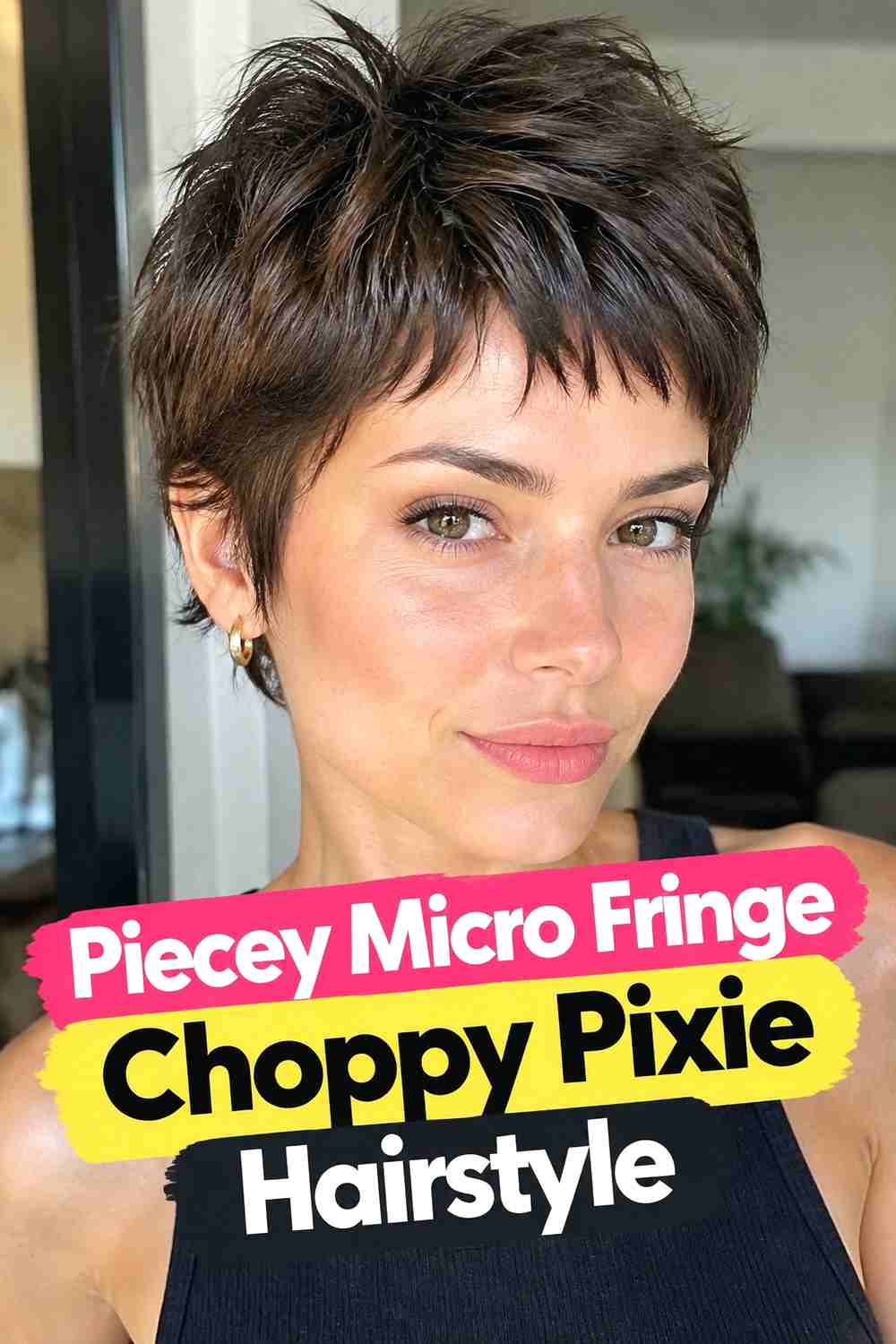 12. Piecey Micro Fringe Choppy Pixie Hairstyle