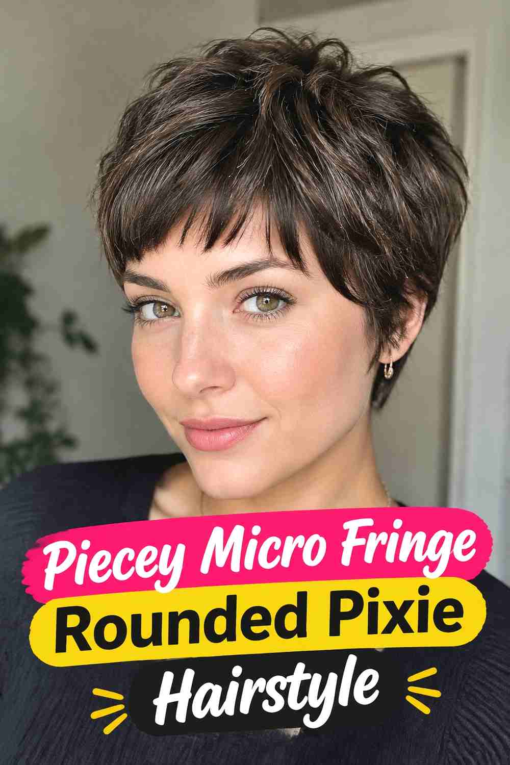 17. Piecey Micro Fringe Rounded Pixie Hairstyle