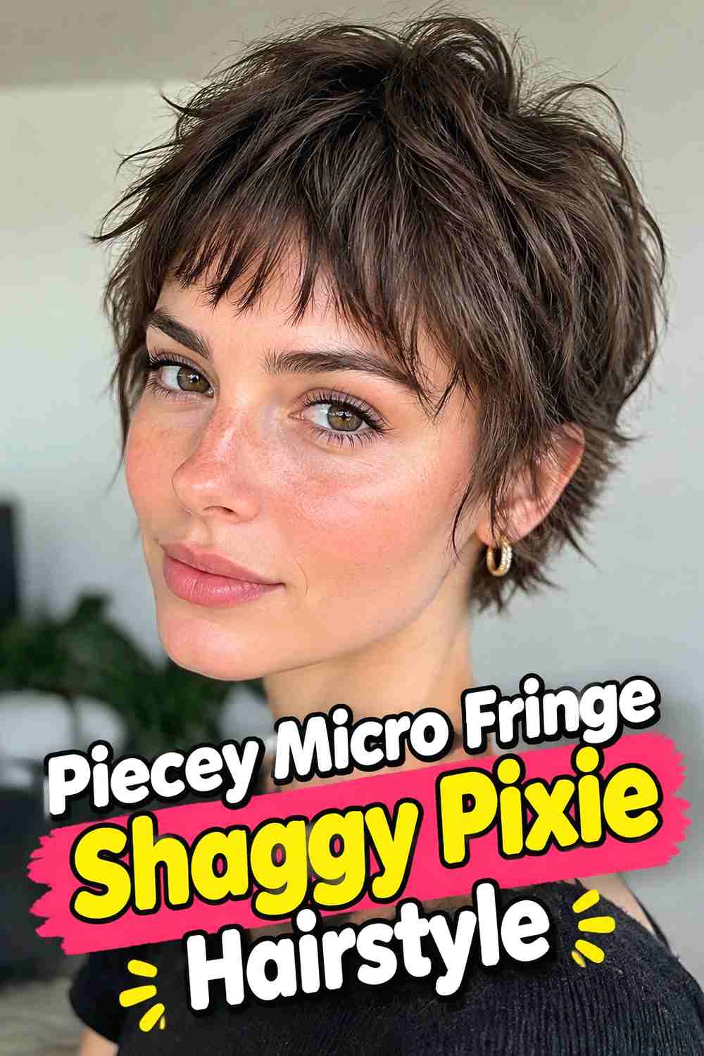 7. Piecey Micro Fringe Shaggy Pixie Hairstyle