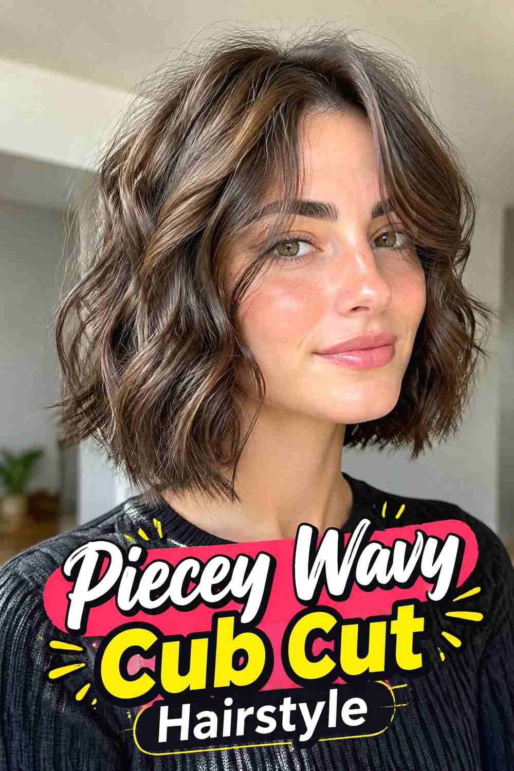 13. Piecey Wavy Cub Cut Hairstyle