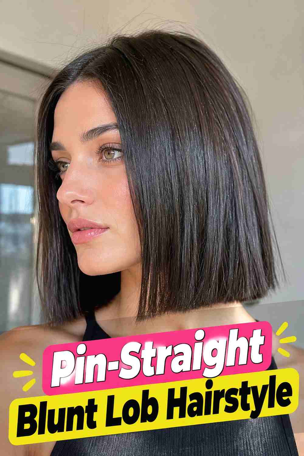 3. Pin Straight Blunt Lob Hairstyle