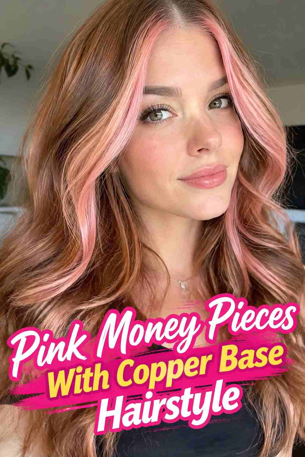 9. Pink Money Pieces With Copper Base Hairstyle