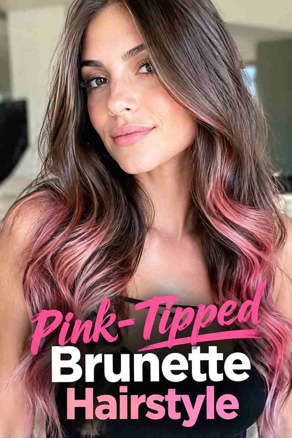 11. Pink Tipped Brunette Hairstyle
