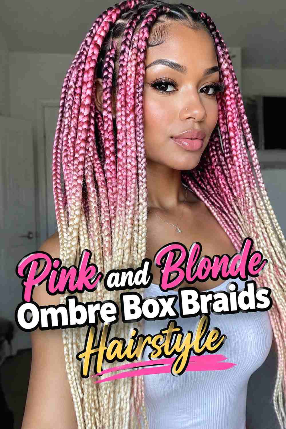 3. Pink And Blonde Ombre Box Braids Hairstyle