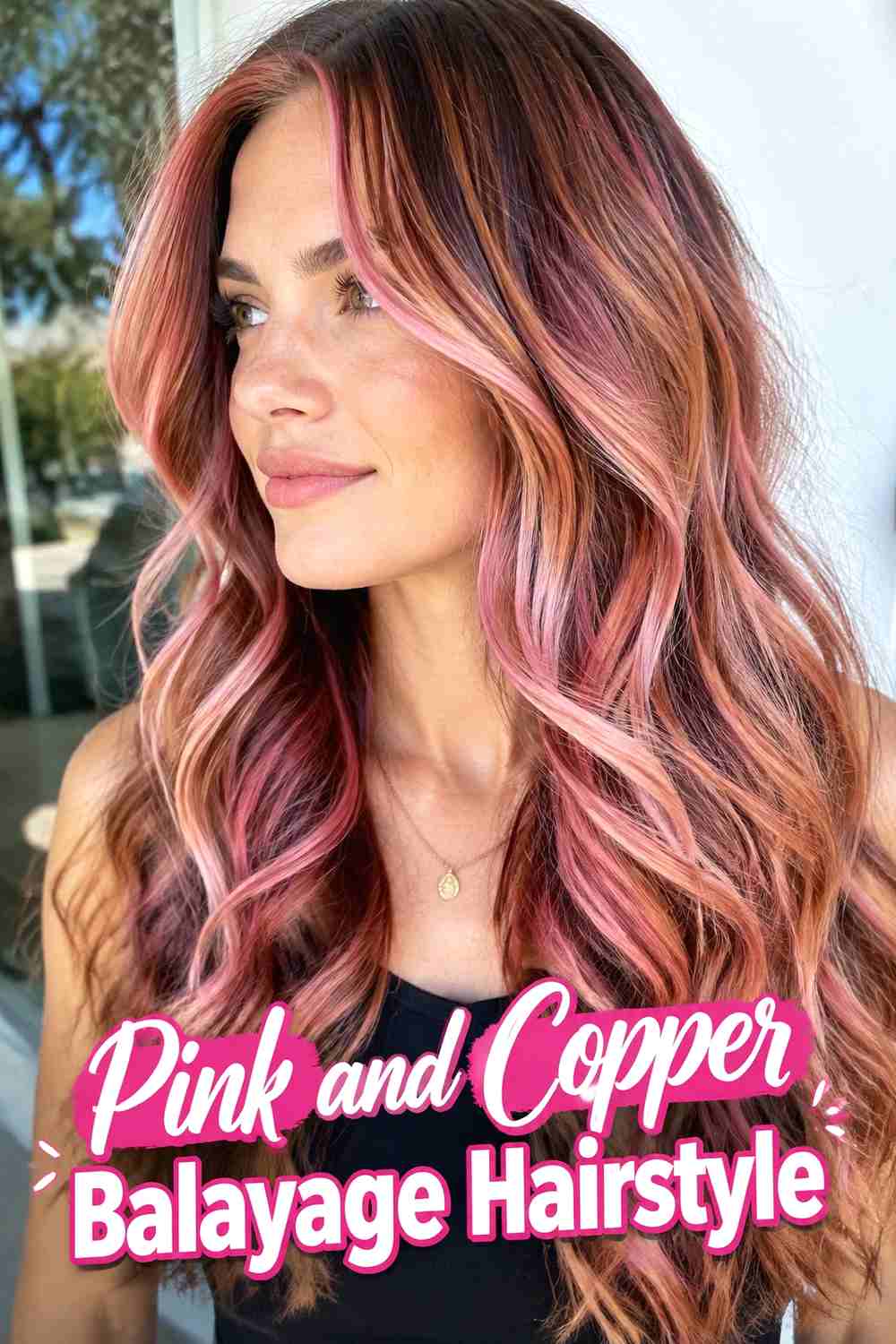 12. Pink And Copper Balayage Hairstyle