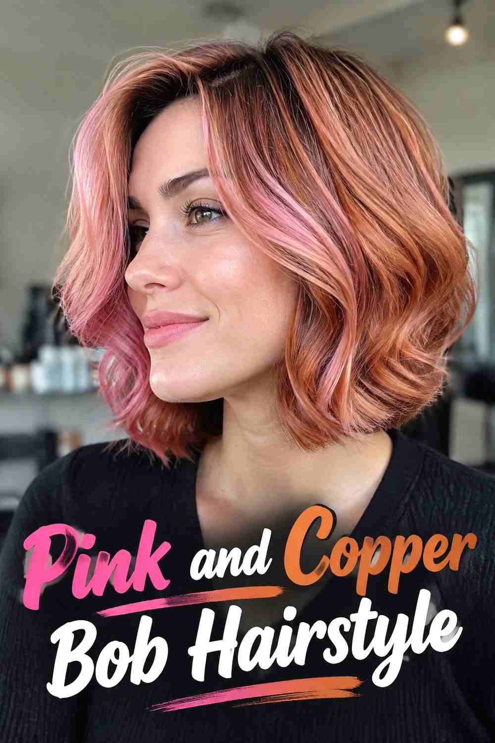 17. Pink And Copper Bob Hairstyle
