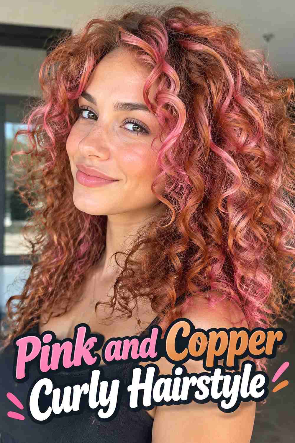 15. Pink And Copper Curly Hairstyle