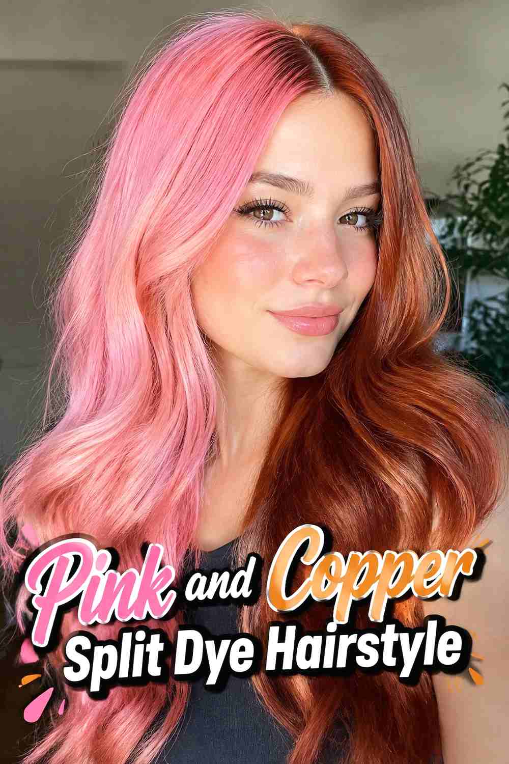 11. Pink And Copper Split Dye Hairstyle
