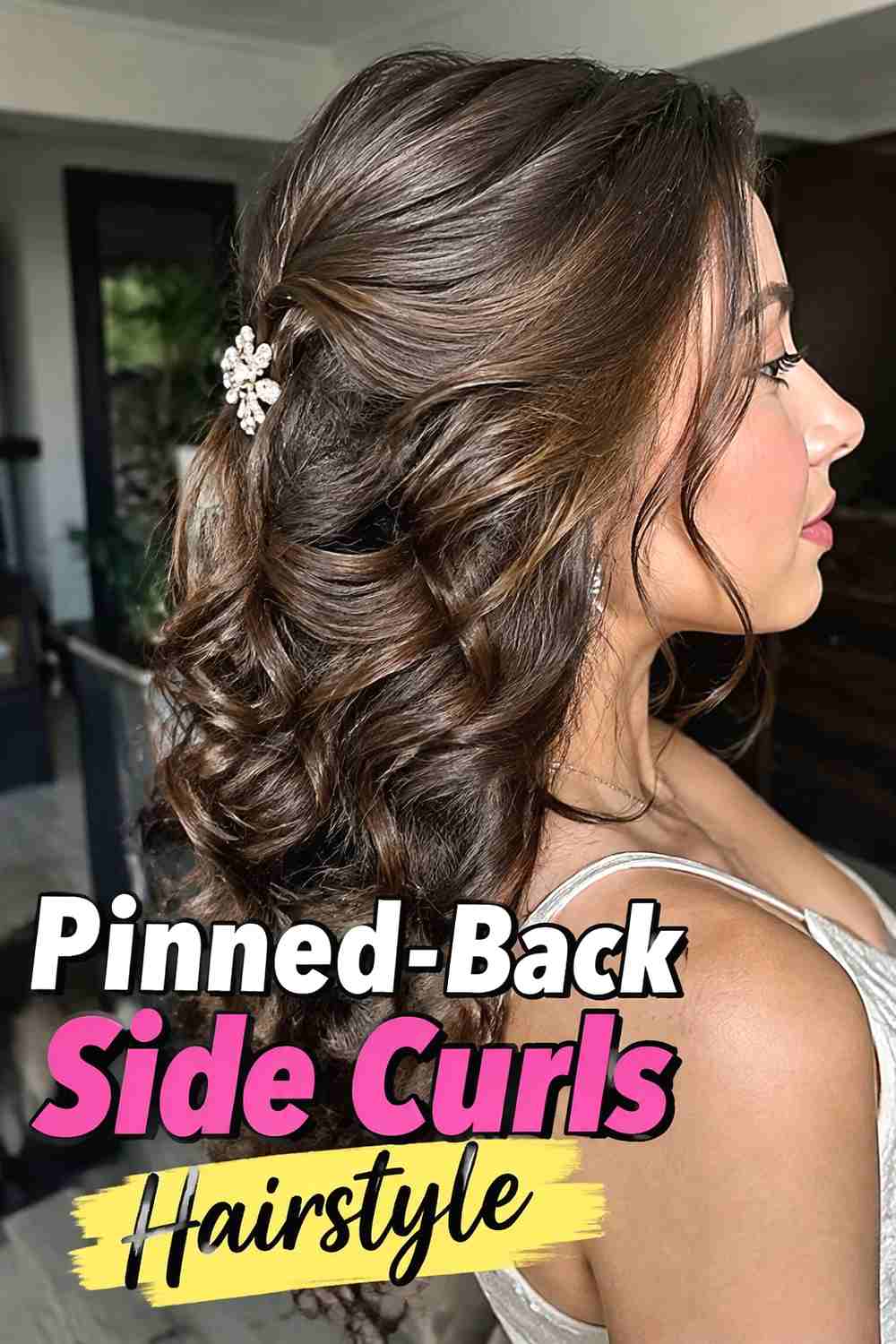 6. Pinned Back Side Curls Hairstyle