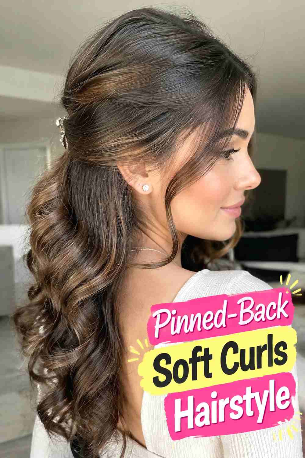 12. Pinned Back Soft Curls Hairstyle