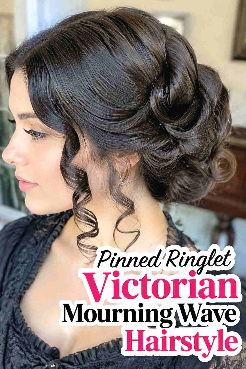 8. Pinned Ringlet Victorian Mourning Wave Hairstyle