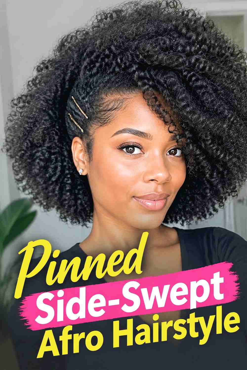 10. Pinned Side Swept Afro Hairstyle