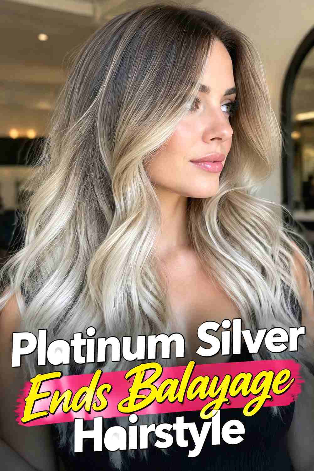 8. Platinum Silver Ends Balayage Hairstyle