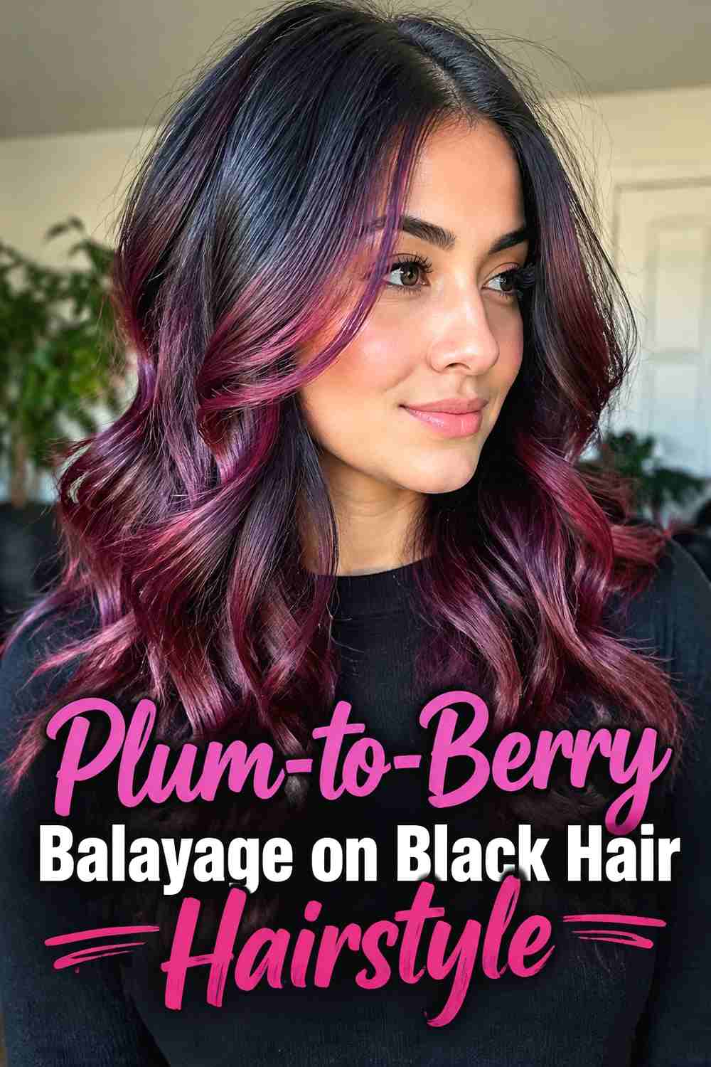 16. Plum To Berry Balayage On Black Hair Hairstyle