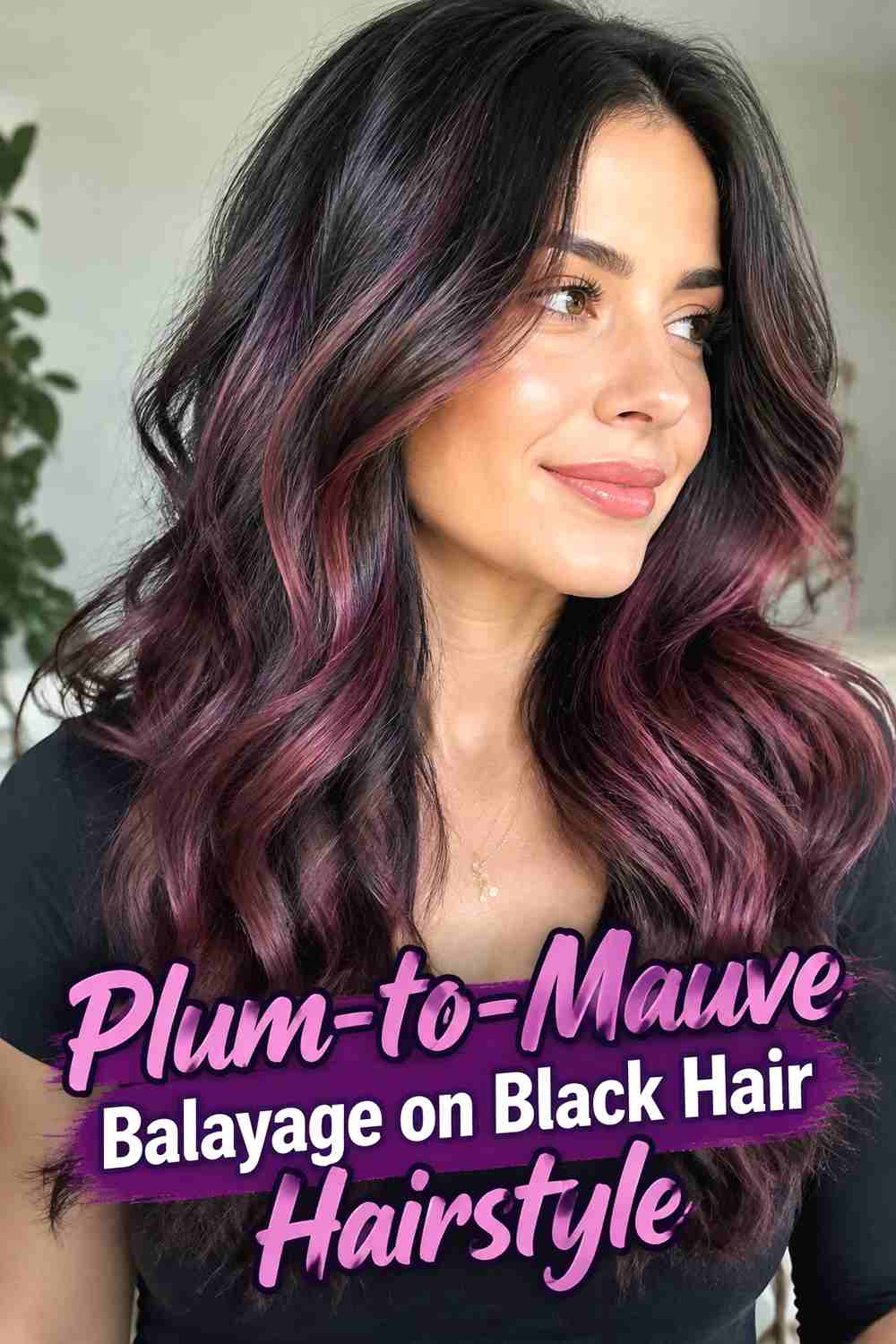 15. Plum To Mauve Balayage On Black Hair Hairstyle