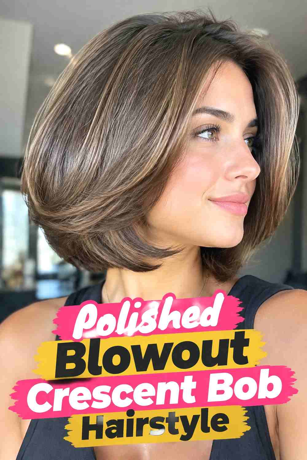 18. Polished Blowout Crescent Bob Hairstyle