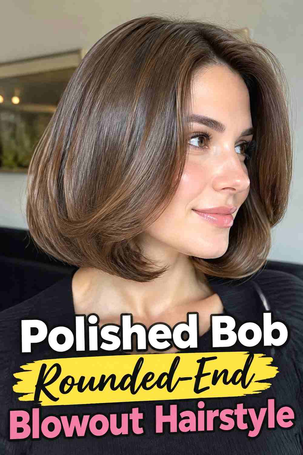 16. Polished Bob Rounded End Blowout Hairstyle