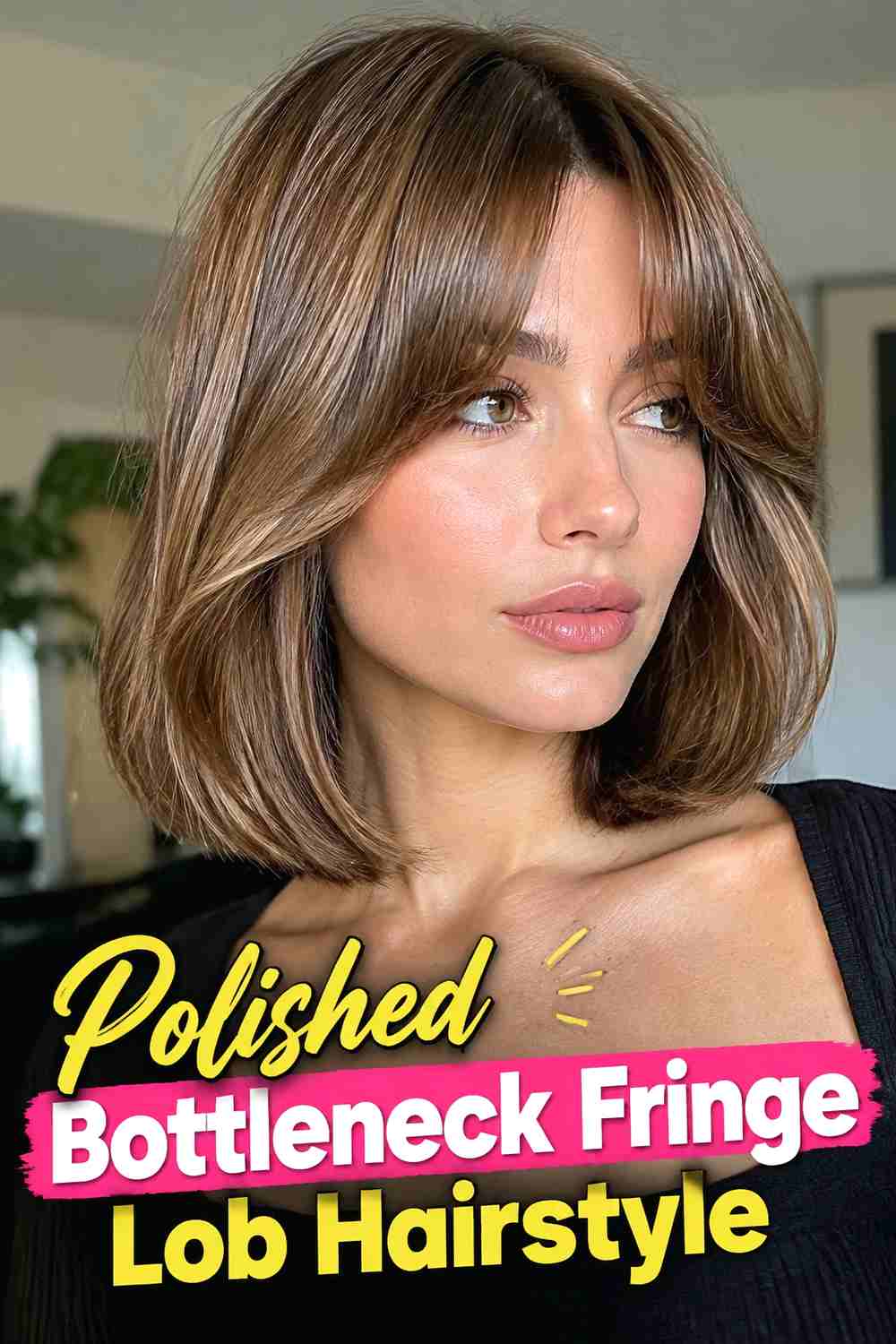 11. Polished Bottleneck Fringe Lob Hairstyle