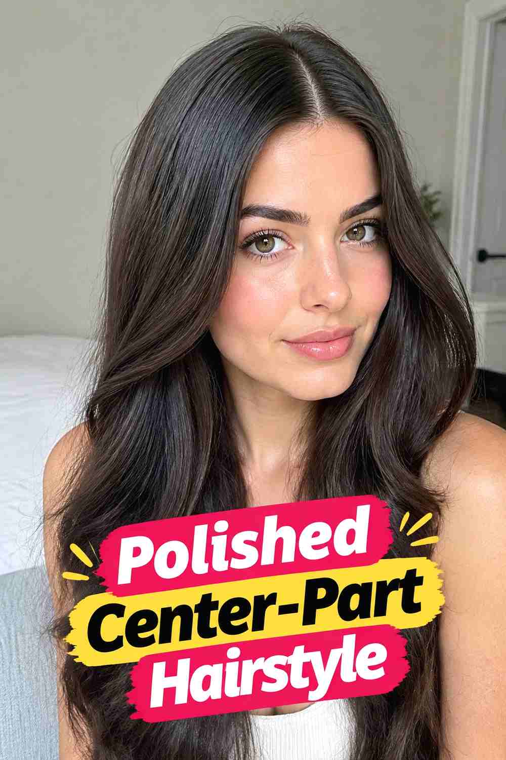 7. Polished Center Part Hairstyle