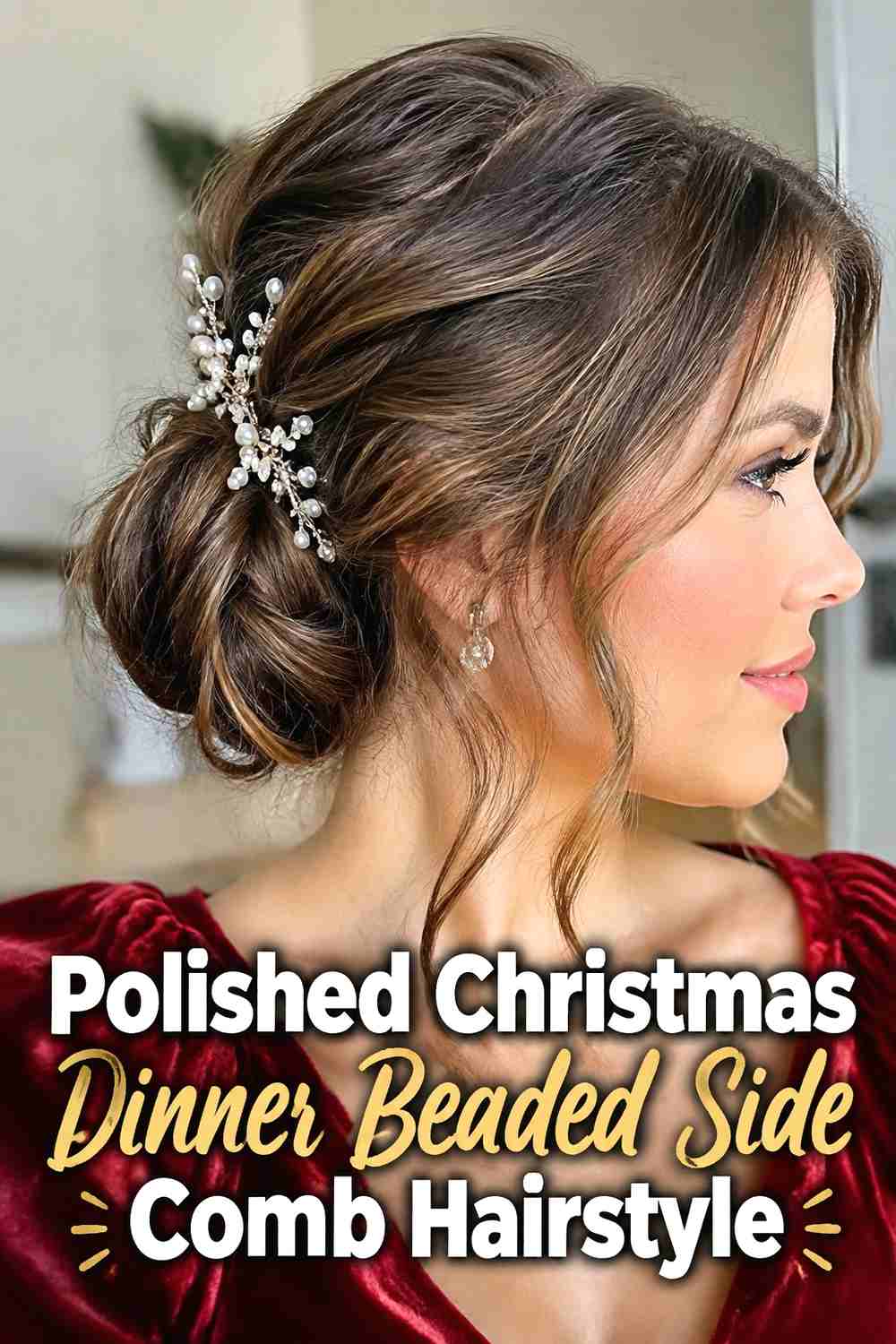 19. Polished Christmas Dinner Beaded Side Comb Hairstyle