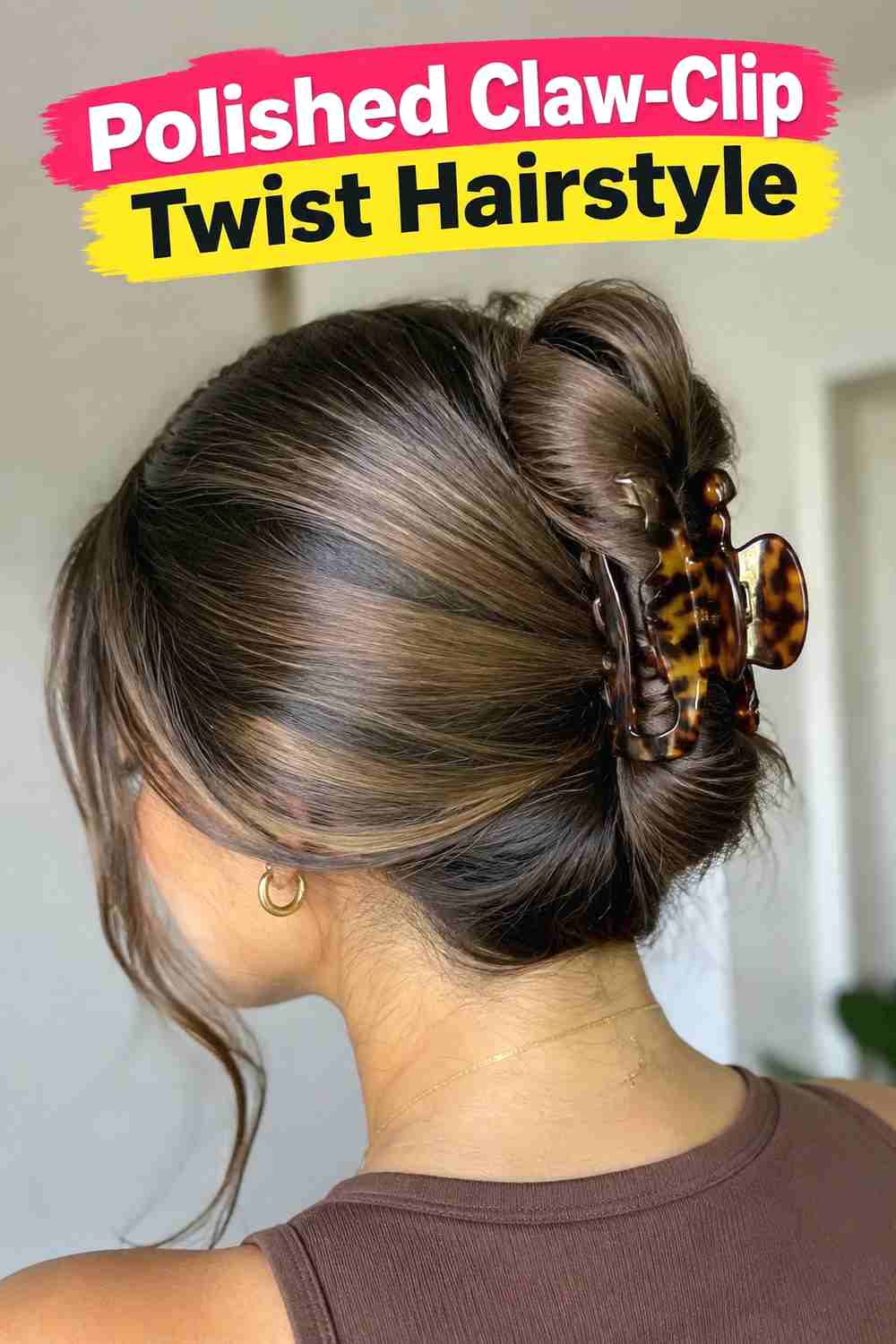 4. Polished Claw Clip Twist Hairstyle