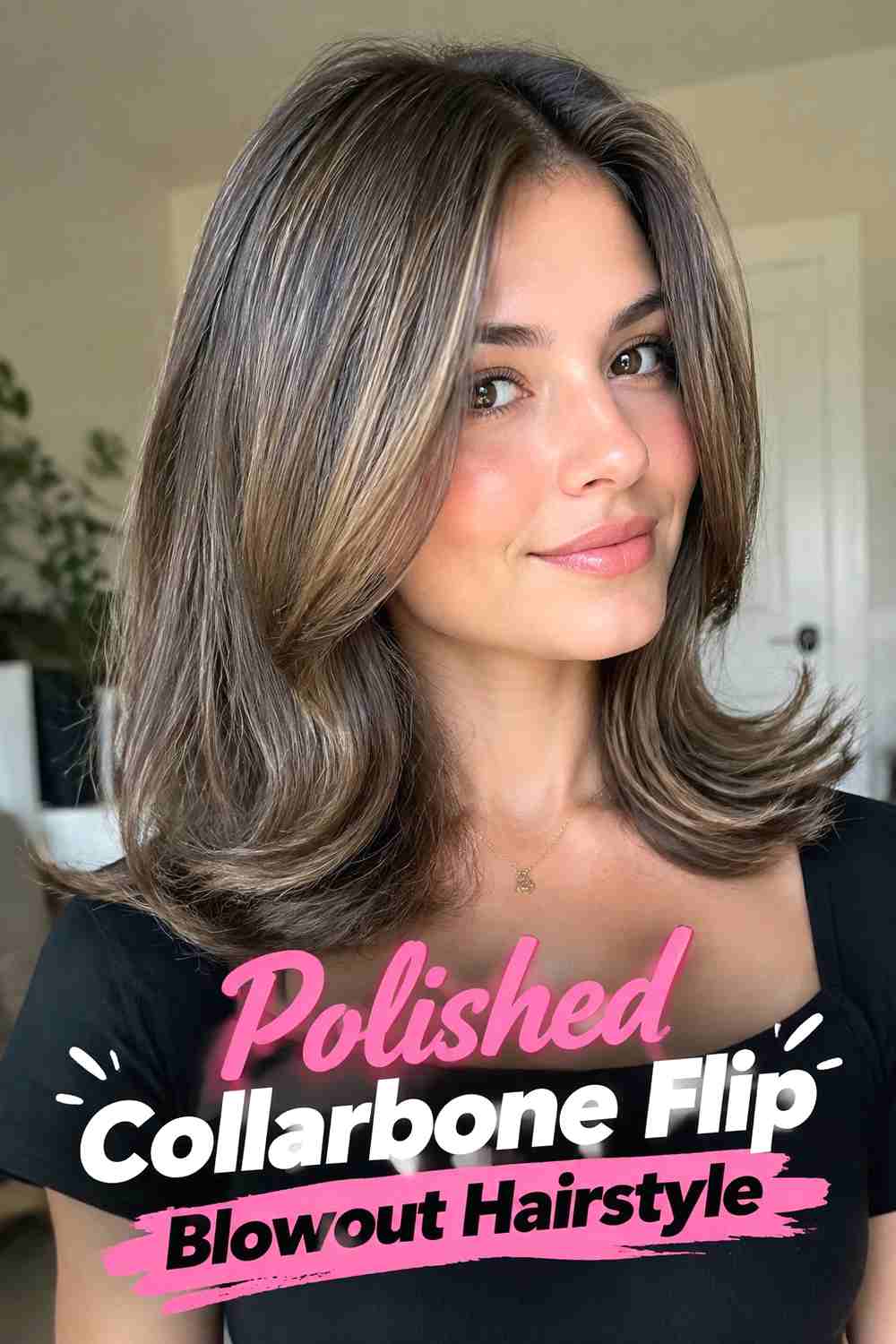 16. Polished Collarbone Flip Blowout Hairstyle