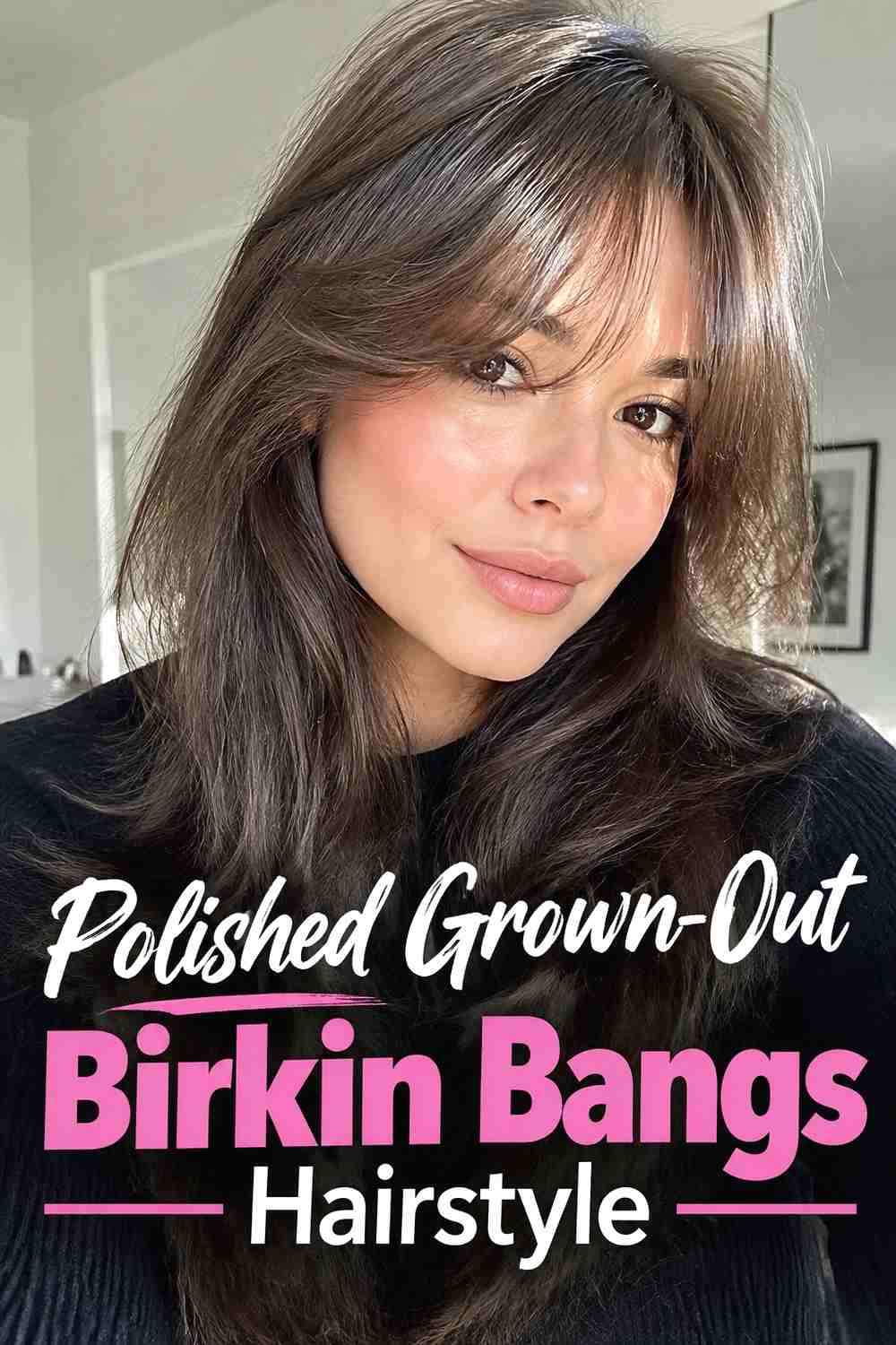 13. Polished Grown Out Birkin Bangs Hairstyle