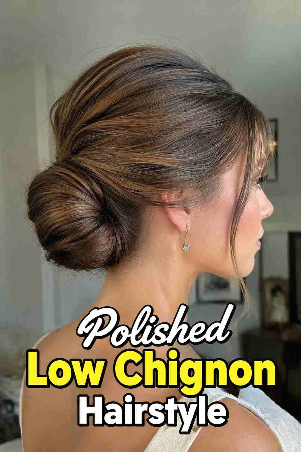 2. Polished Low Chignon Hairstyle