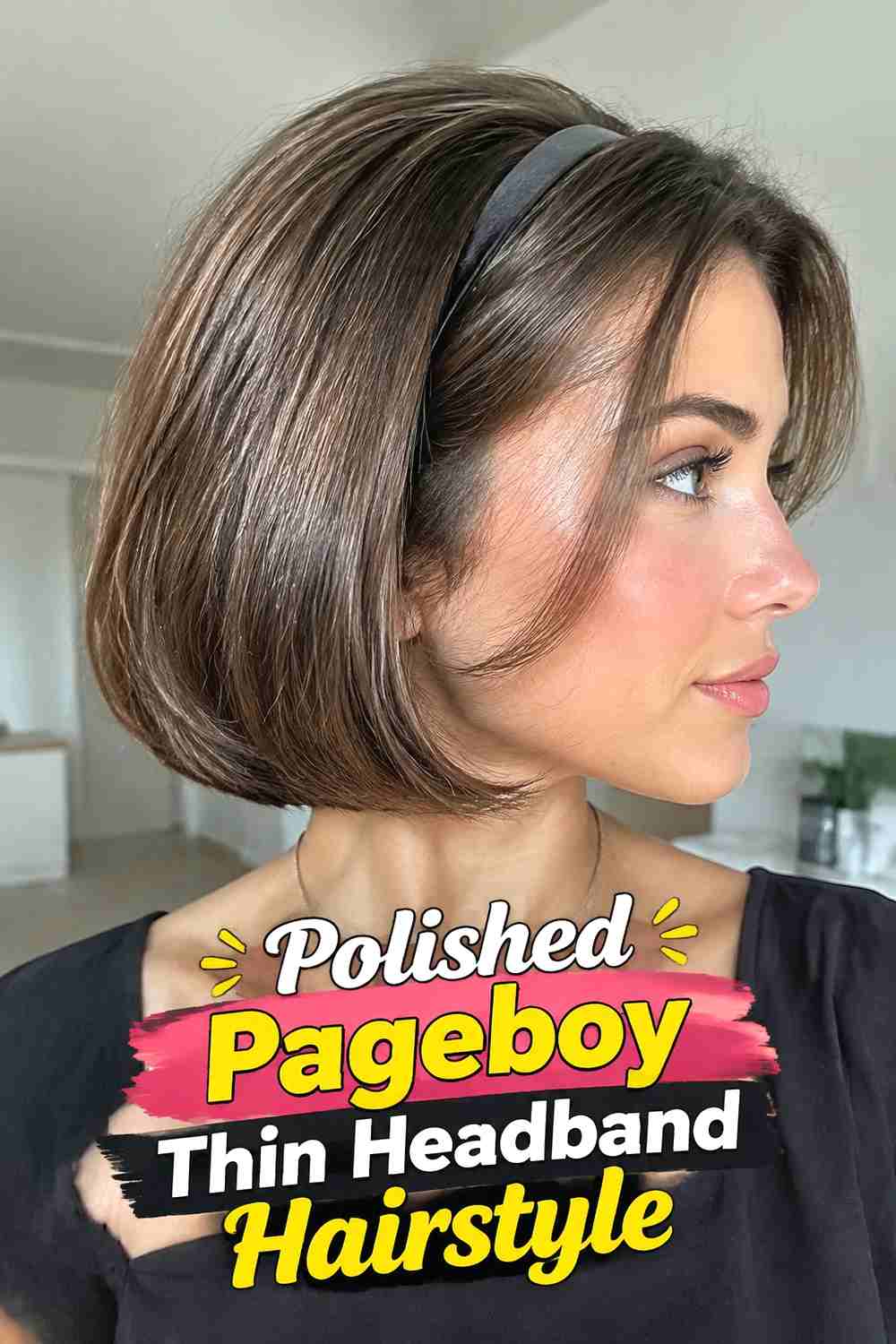 13. Polished Pageboy Thin Headband Hairstyle