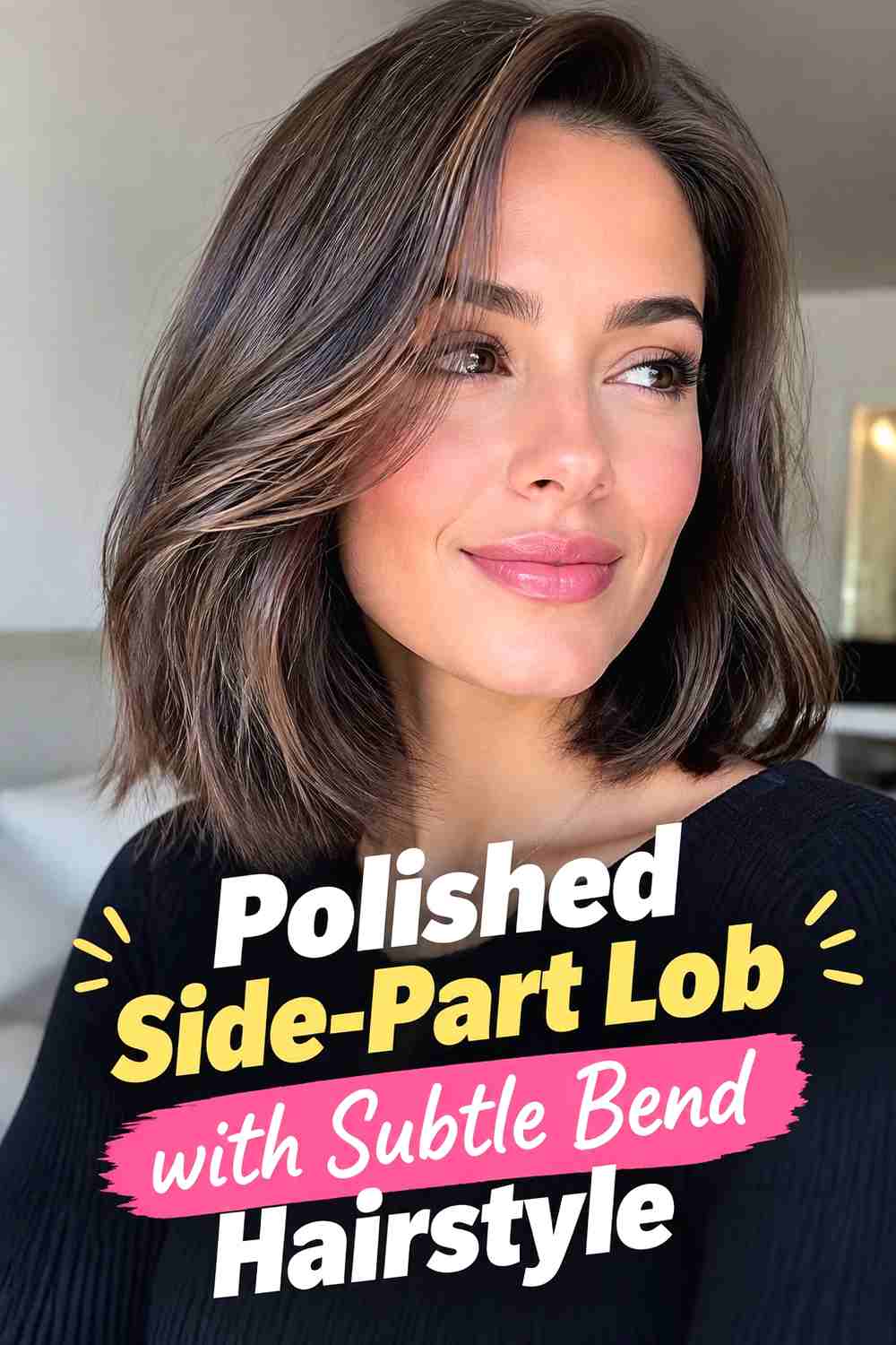 9. Polished Side Part Lob With Subtle Bend Hairstyle