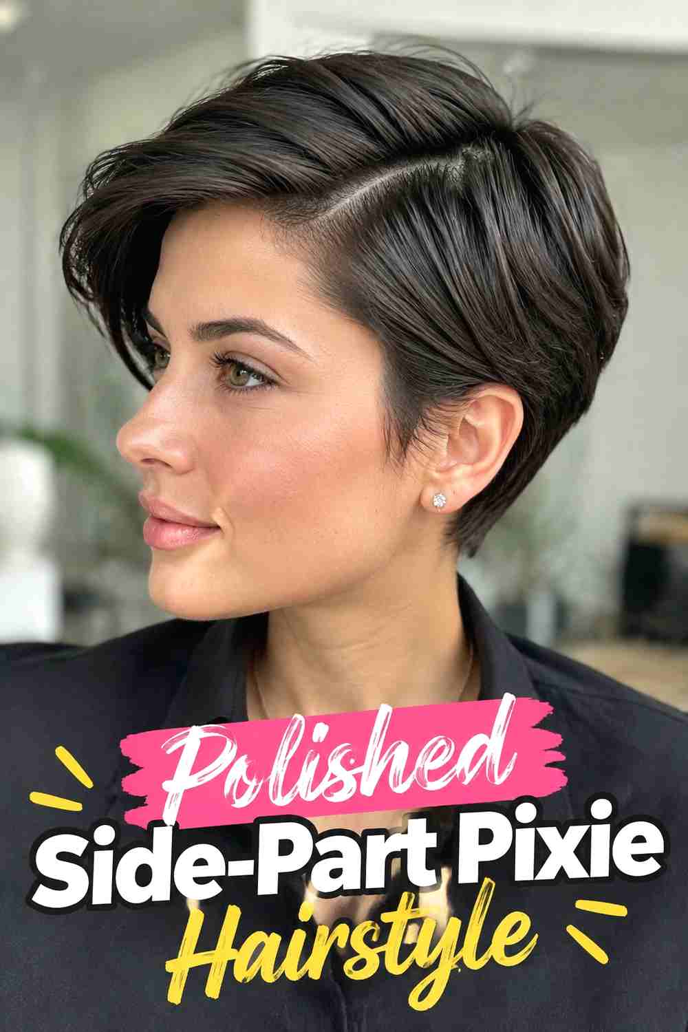 11. Polished Side Part Pixie Hairstyle