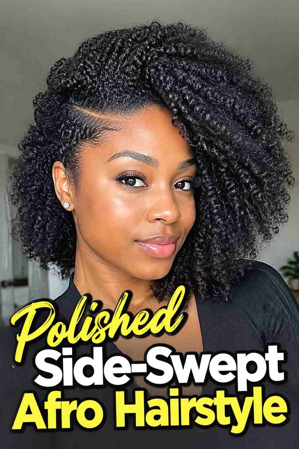 15. Polished Side Swept Afro Hairstyle